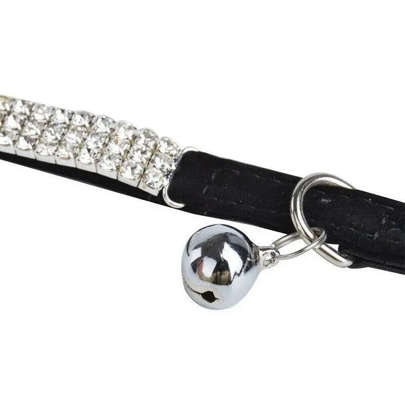 Collar Suede Cat Kitten Puppy Pet Safety Release Adjustable Rhinestone 5 Colours