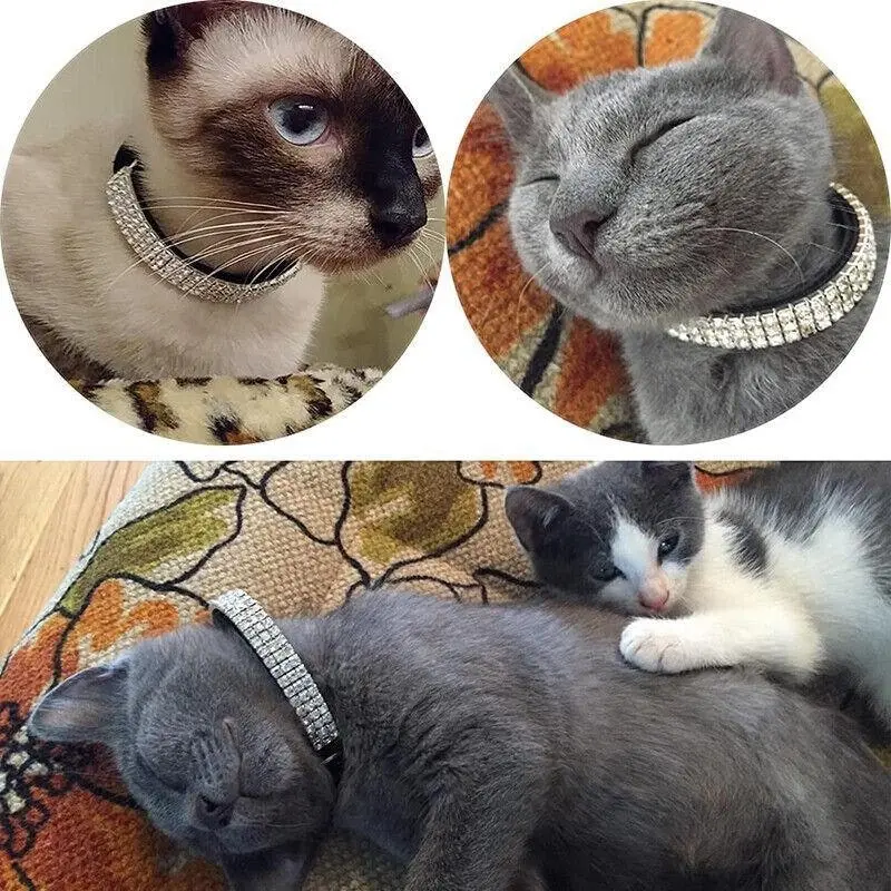 Collar Suede Cat Kitten Puppy Pet Safety Release Adjustable Rhinestone 5 Colours