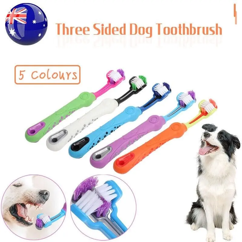 Three Sided Dog Toothbrush Reduce Tartar Teeth Comfortable Cleaning Oral Care Au