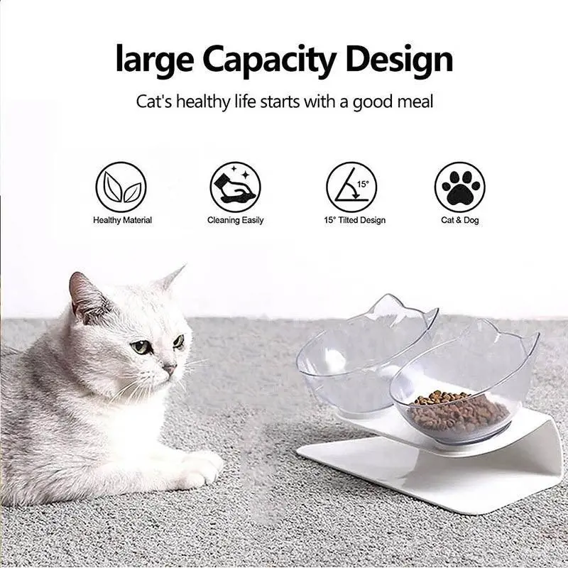 Double Cat Bowl Pet Bowls Stand Dog Elevated Feeder Food Water Raised Lifted Au