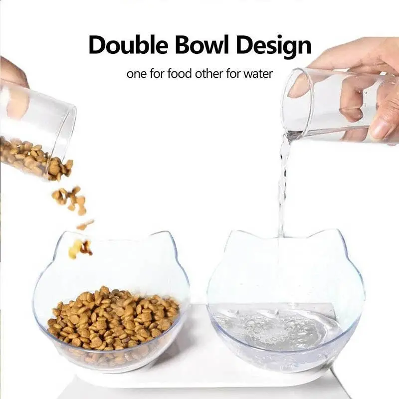 Double Cat Bowl Pet Bowls Stand Dog Elevated Feeder Food Water Raised Lifted Au