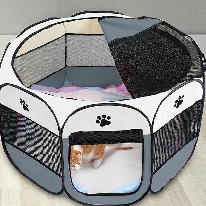 8 Panel Pet Tent Playpen  Dog Cat Play Pen Bags Kennel Portable Puppy Crate