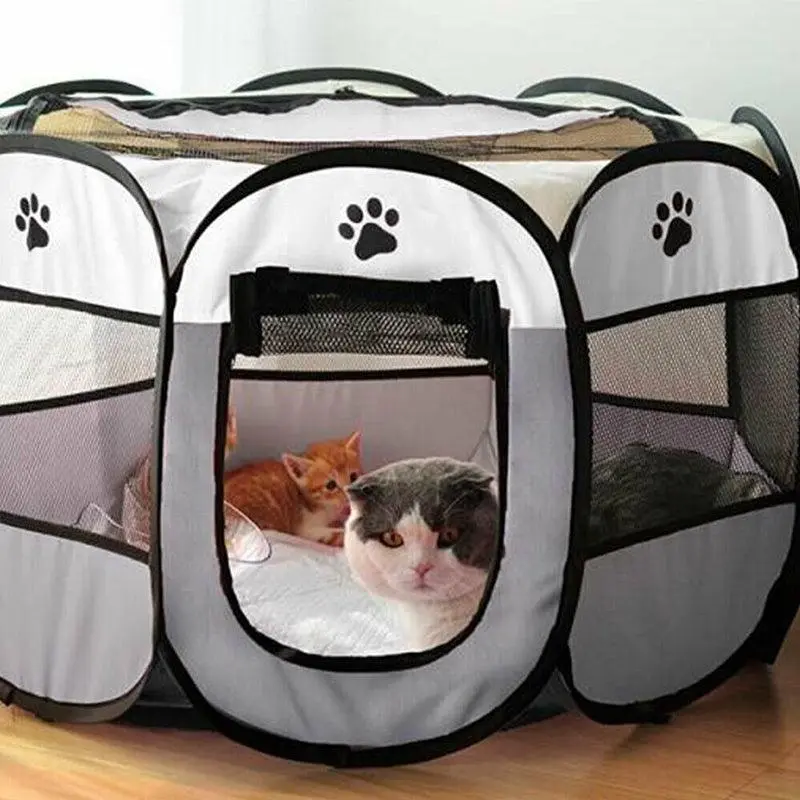 8 Panel Pet Tent Playpen  Dog Cat Play Pen Bags Kennel Portable Puppy Crate