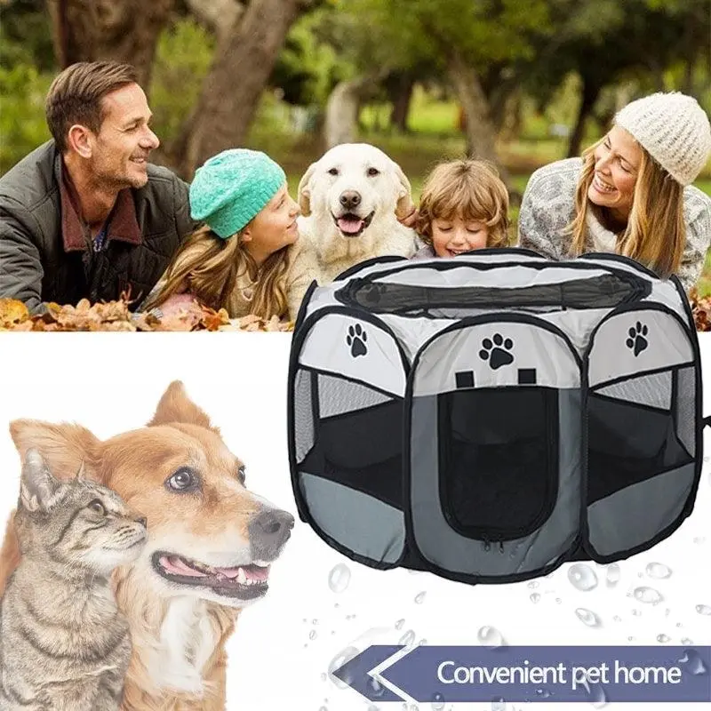 8 Panel Pet Tent Playpen  Dog Cat Play Pen Bags Kennel Portable Puppy Crate