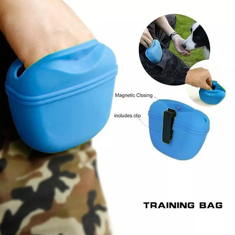 Pet Silicone Training Treat Bag Pouch With Clip Waist Pack Feed Feed Dog Au