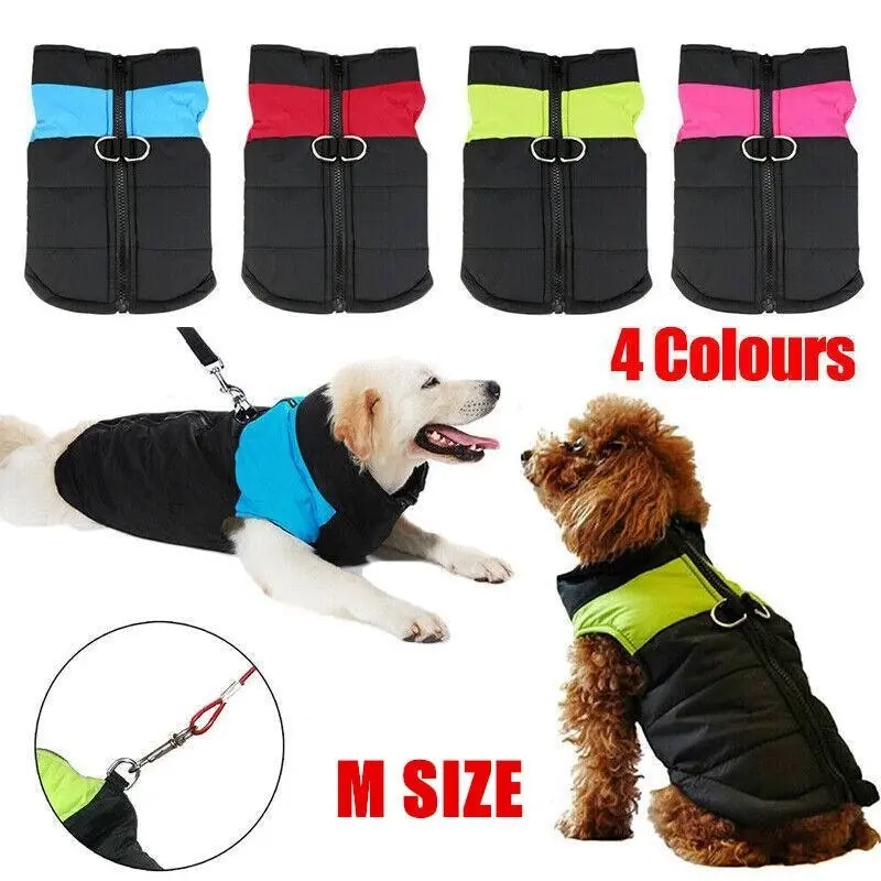 M Size Large Dog Jacket Padded Waterproof Pet Clothes Warm Windbreaker Vest Coat