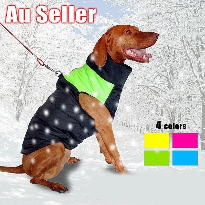 M Size Large Dog Jacket Padded Waterproof Pet Clothes Warm Windbreaker Vest Coat