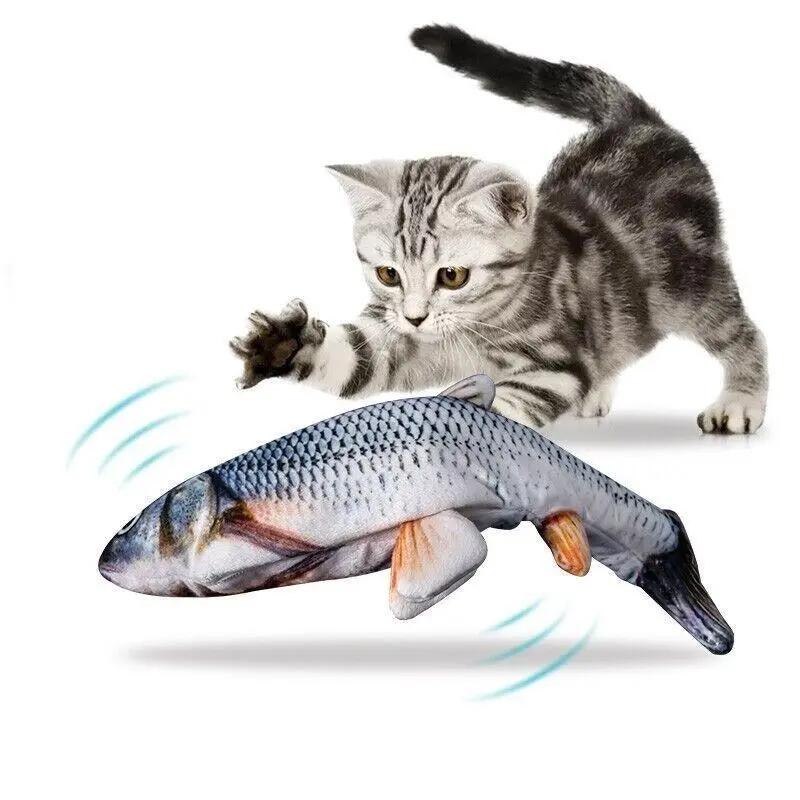 Electric Dancing Fish Kicker Cat Toy Wagging Realistic Moves Usb Rechargeable Au