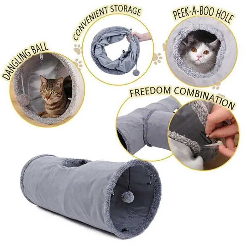 Pawz Road Cat Tunnel Pet Toys Play Hide Tube With Ball For Large Cat Dogs Rabbit