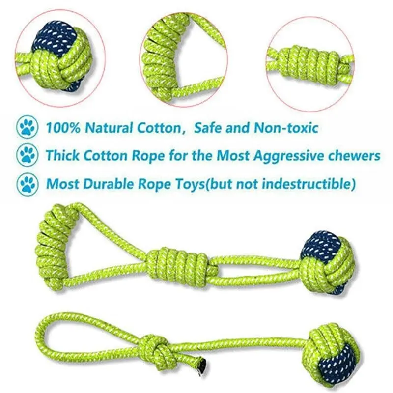 7Pcs Dog Rope Chew Toys Kit Tough Strong Knot Ball Pet Puppy Cotton Teething Toy