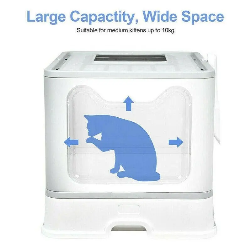 Self-Cleaning Hooded Cat Litter Box Enclosed Large Kitty Toilet Box Tray Refills