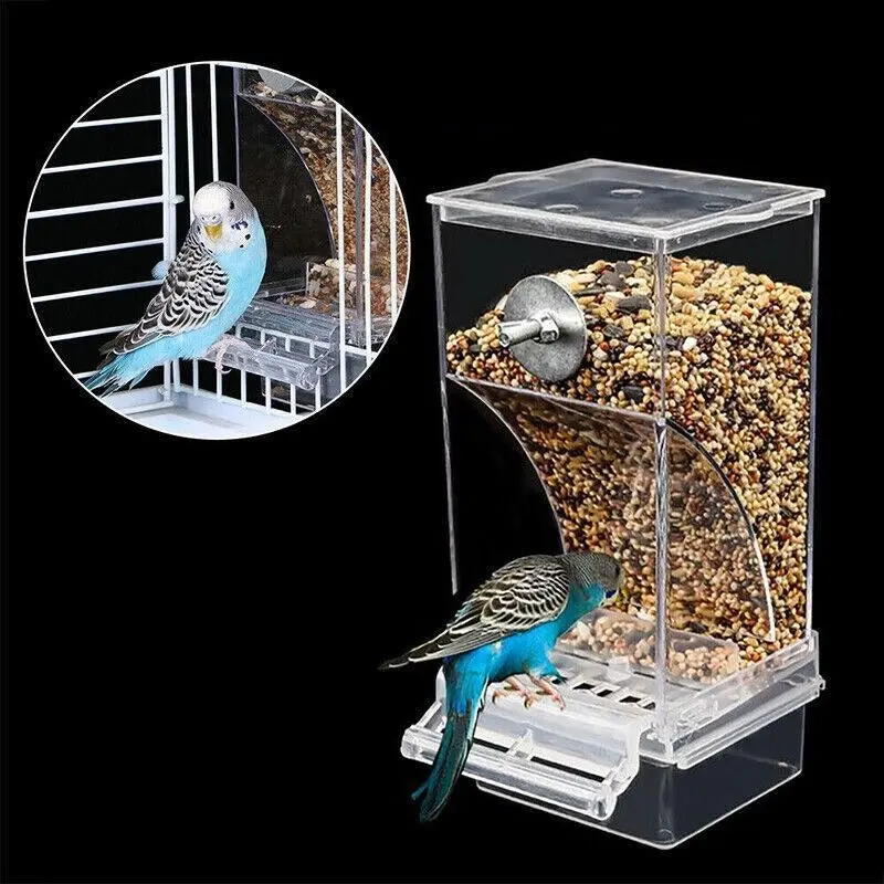 No Mess Bowl Auto Cage Bird Feeder Cup Automatic Parrot Canary Small Cockatiel