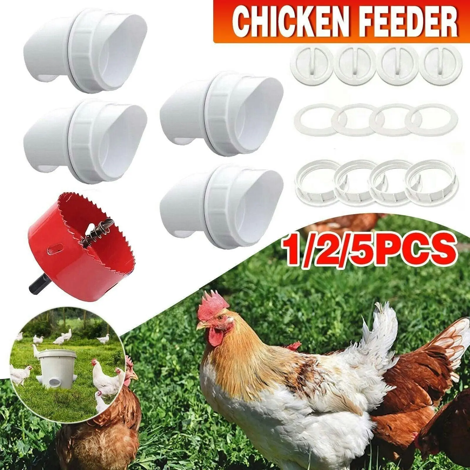 New Chicken Feeder Poultry Pro Feeder Diy Port Pvc Gravity Fed Chicken Feeder