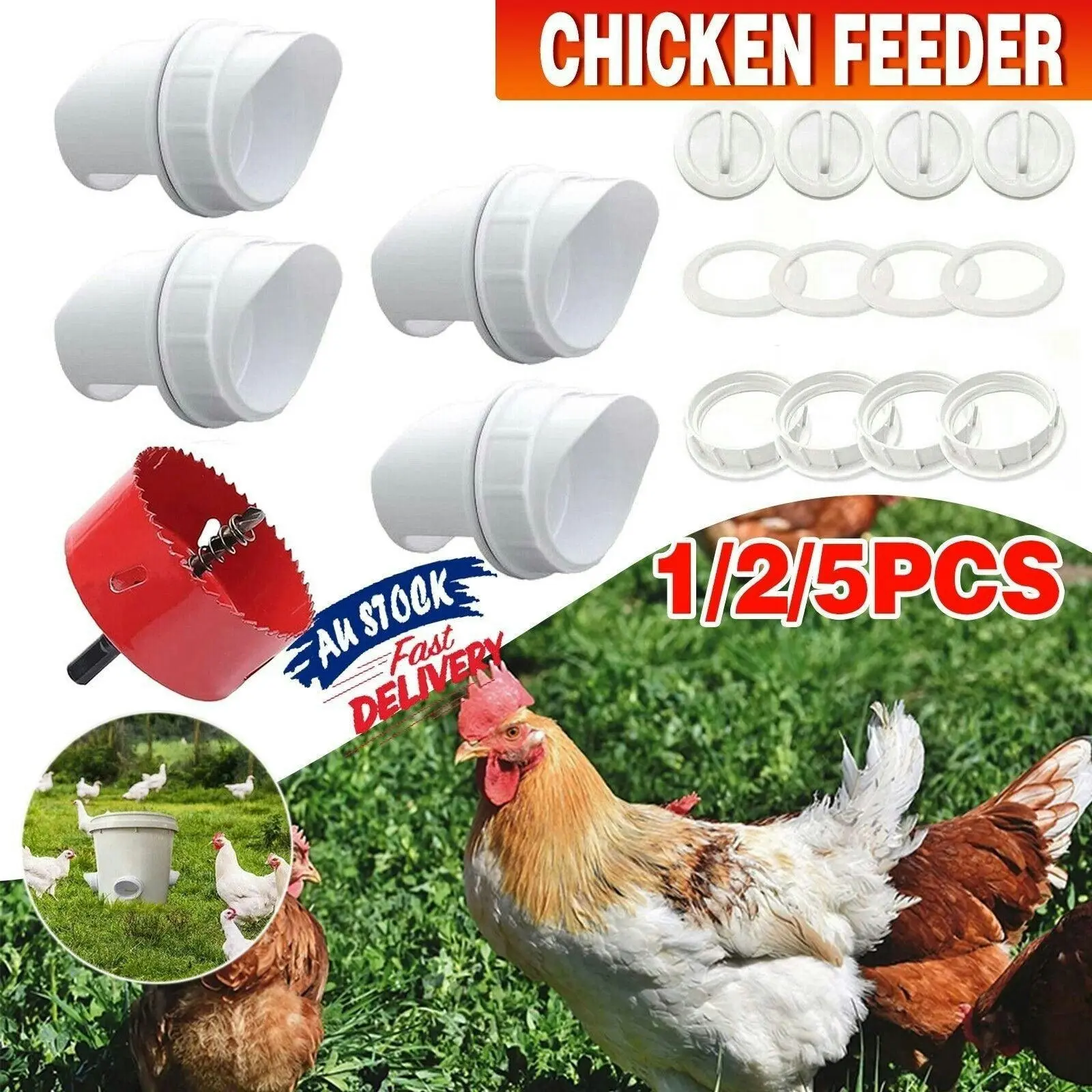 New Chicken Feeder Poultry Pro Feeder Diy Port Pvc Gravity Fed Chicken Feeder