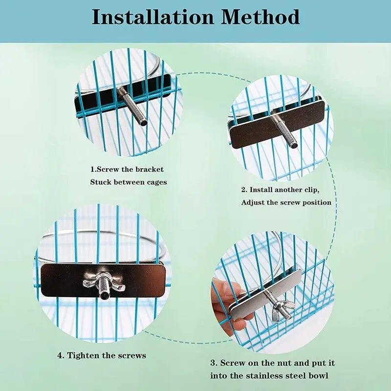 2X 4/5/6Cm Parrot Pet Stainless Steel Food Water Bowl Bird Feeder Crate Cage