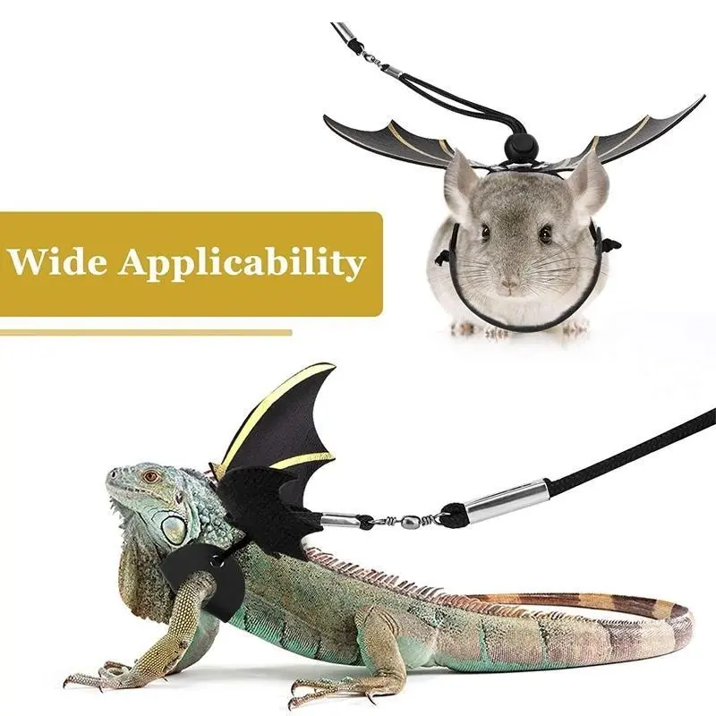 Lizard Harness Leash Bearded Dragon+Cool Leather Wings Reptile Adjustable