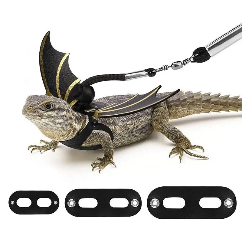 Lizard Harness Leash Bearded Dragon+Cool Leather Wings Reptile Adjustable