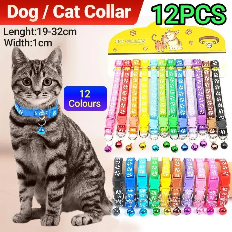 12 PCS Adjustable Whelping ID Collars with Bells