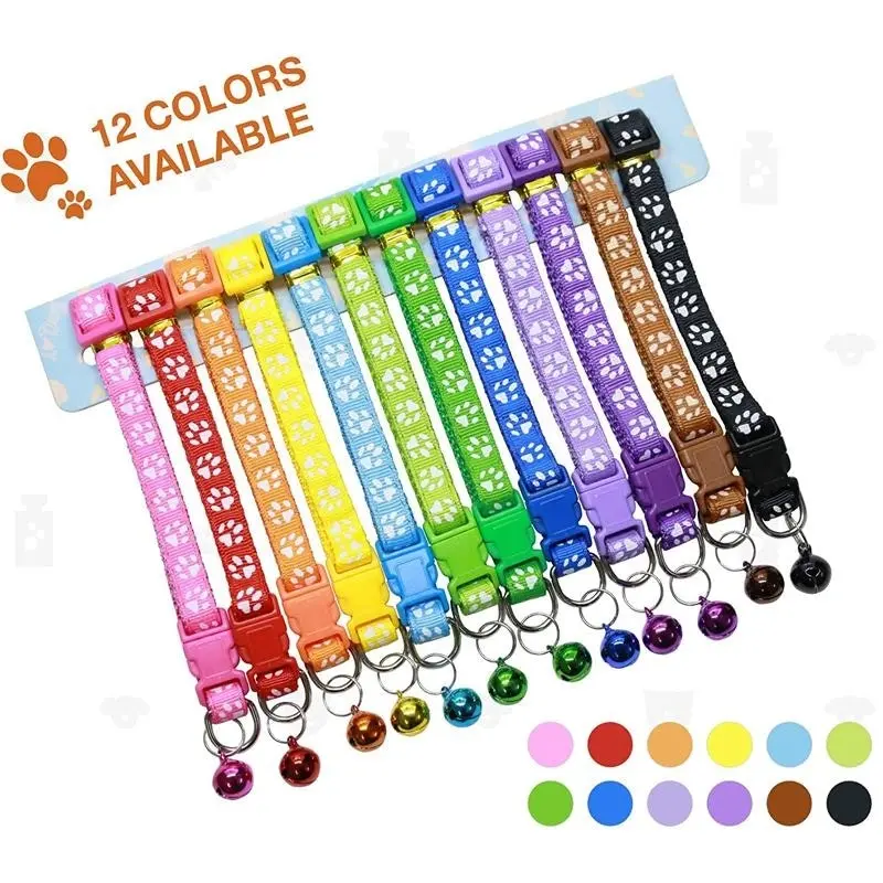 12 PCS Adjustable Whelping ID Collars with Bells