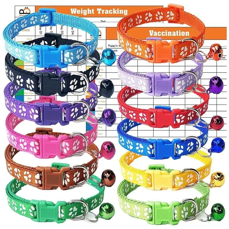 12 PCS Adjustable Whelping ID Collars with Bells