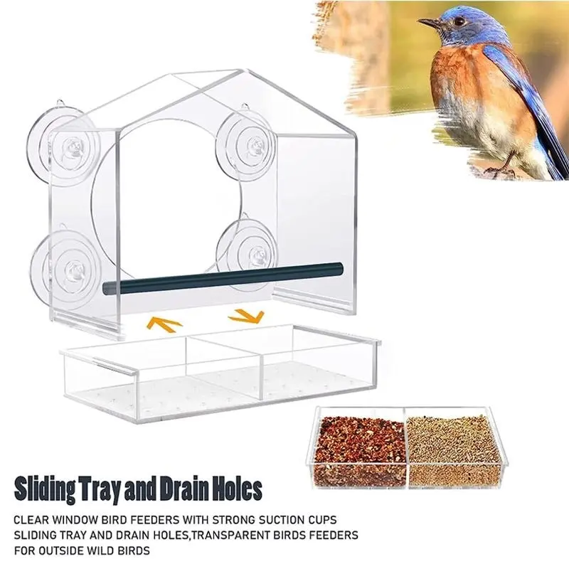 Large Window Bird Feeder Strong Suction Cups Superior Design Lifetime Guarantee