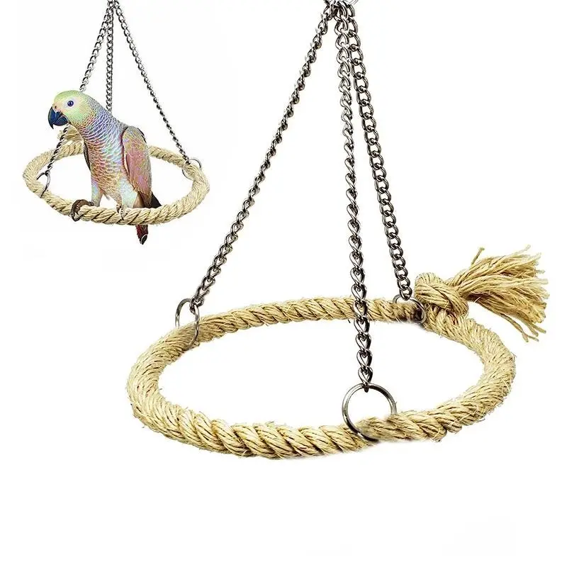 Parrot Rope Ring Swing Toys Budgie Cockatiel Hanging Cage Hammock Perch Bird Toy