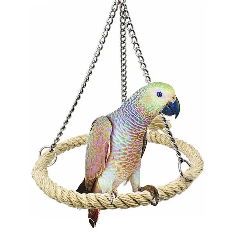 Parrot Rope Ring Swing Toys Budgie Cockatiel Hanging Cage Hammock Perch Bird Toy