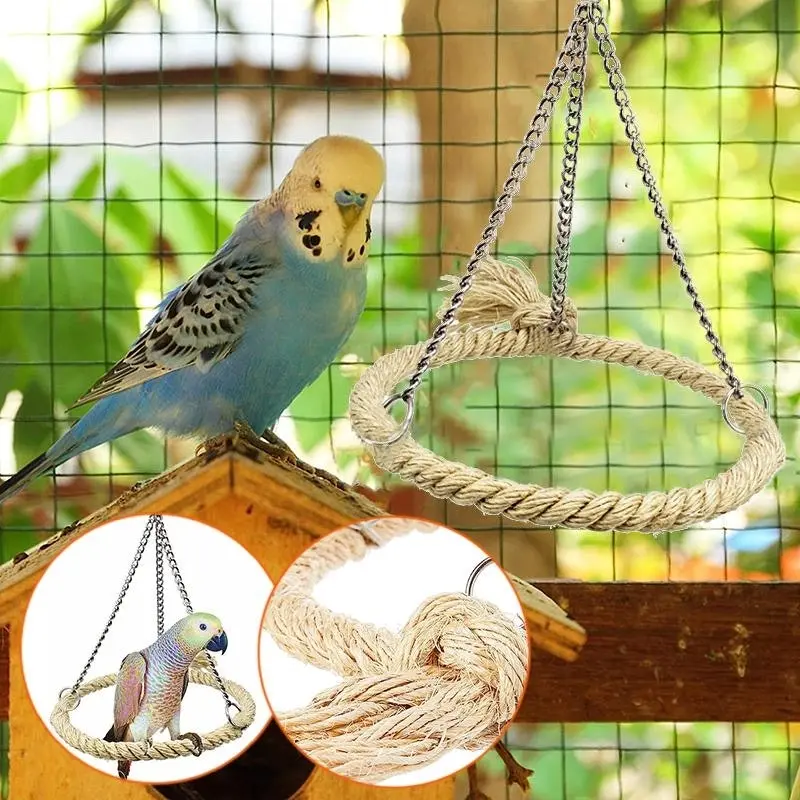 Parrot Rope Ring Swing Toys Budgie Cockatiel Hanging Cage Hammock Perch Bird Toy