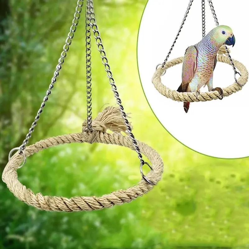 Parrot Rope Ring Swing Toys Budgie Cockatiel Hanging Cage Hammock Perch Bird Toy