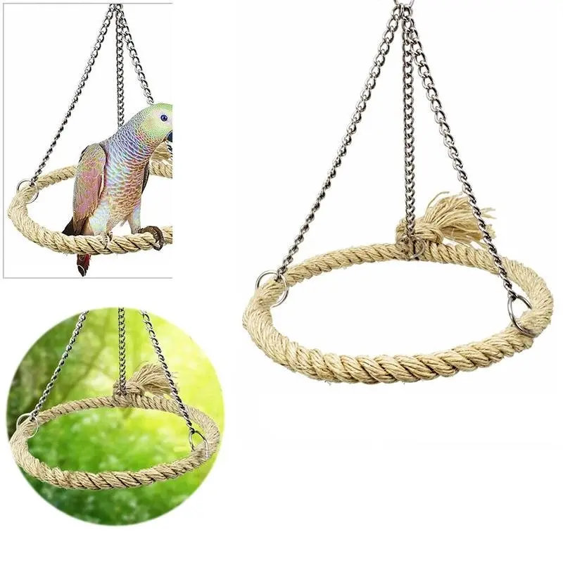 Parrot Rope Ring Swing Toys Budgie Cockatiel Hanging Cage Hammock Perch Bird Toy