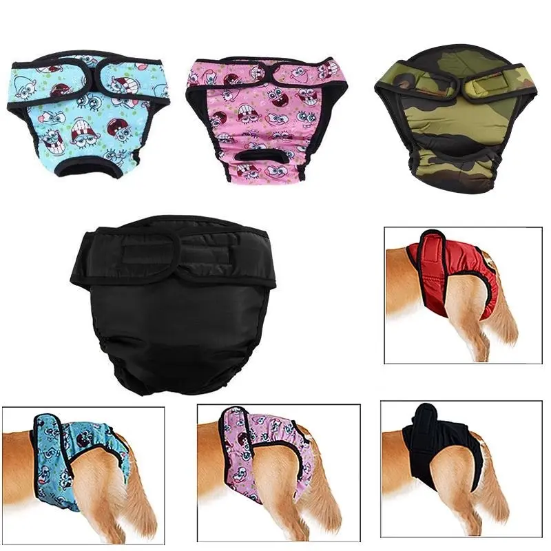 Washable Female Pet Dog Cat Nappy Diaper Physiological Pants Panties Underwear Red