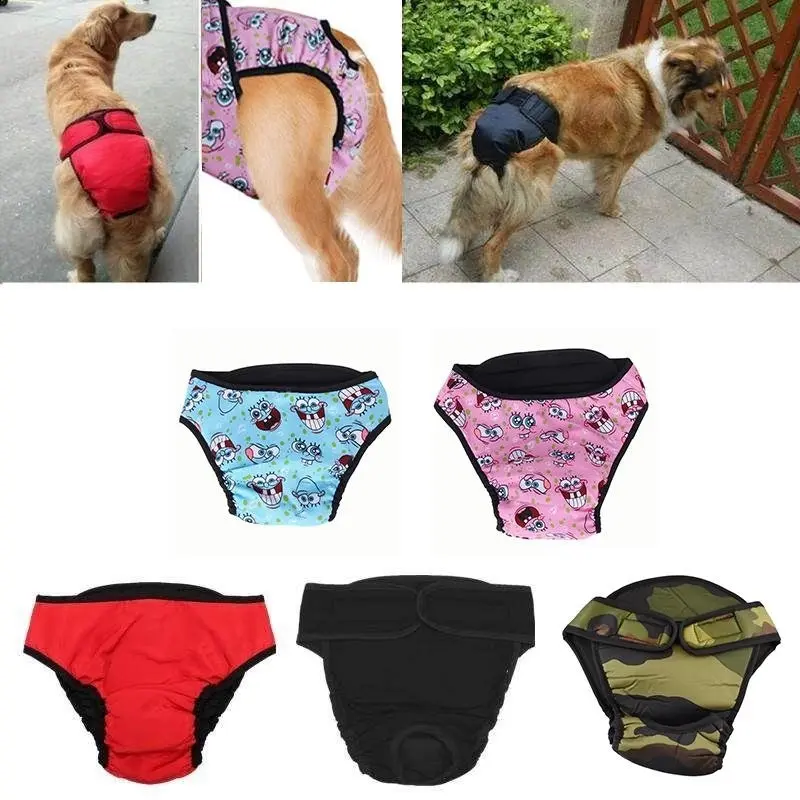 Washable Female Pet Dog Cat Nappy Diaper Physiological Pants Panties Underwear Red