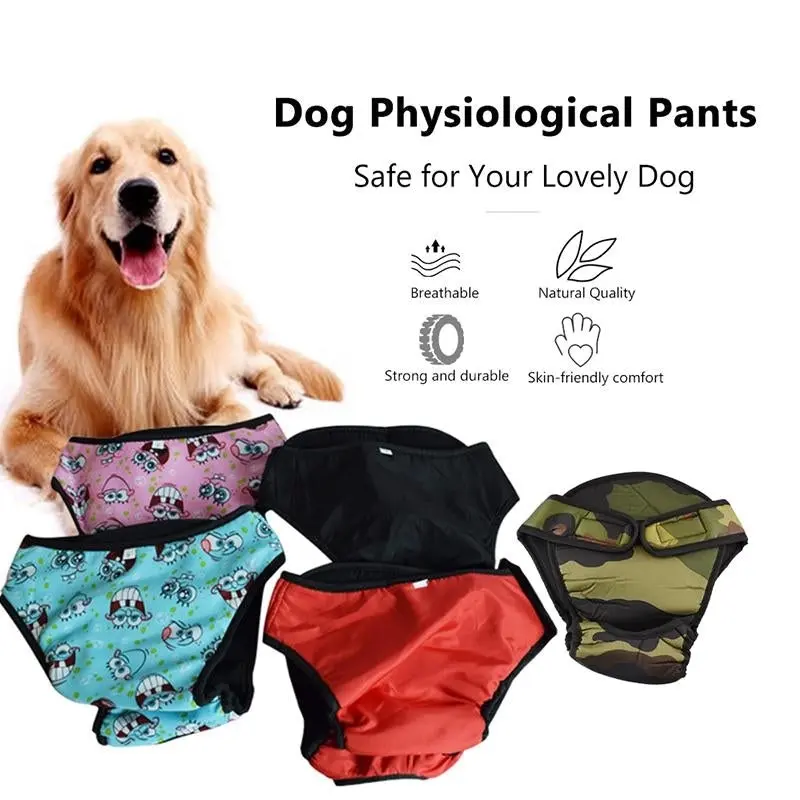 Washable Female Pet Dog Cat Nappy Diaper Physiological Pants Panties Underwear Red