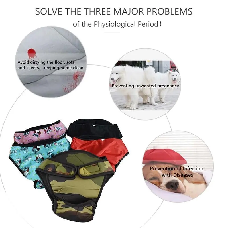 Washable Female Pet Dog Cat Nappy Diaper Physiological Pants Panties Underwear Camouflage