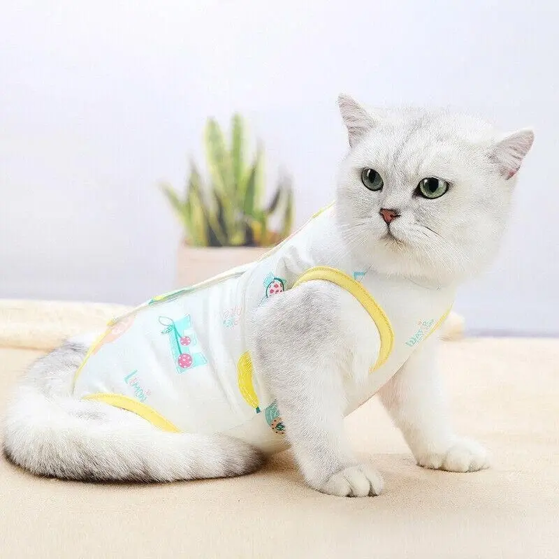 Pet Cat Postoperative Recovery Suit Pet Surgery Clothing Sterilization Weaning Yellow