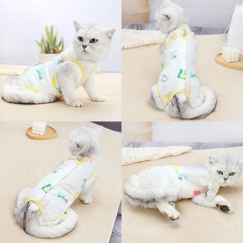 Pet Cat Postoperative Recovery Suit Pet Surgery Clothing Sterilization Weaning Yellow