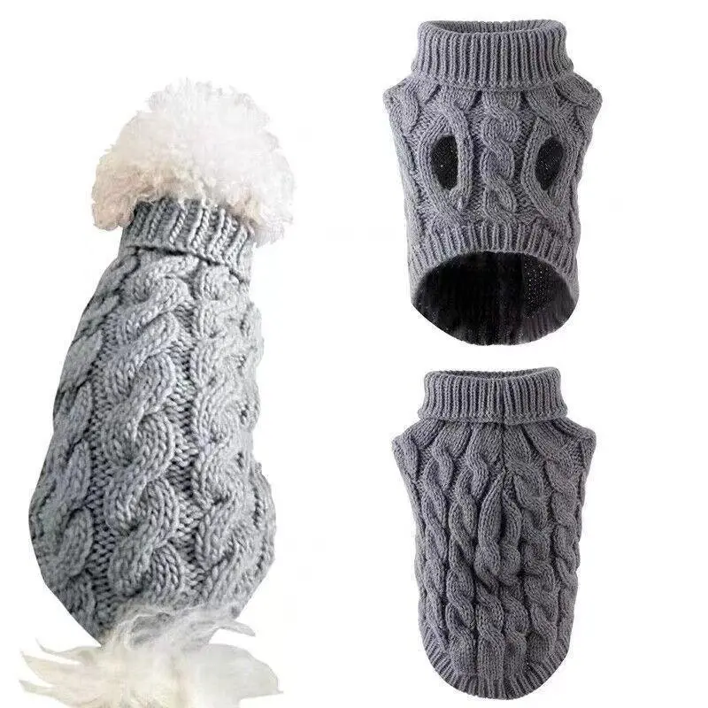 Puppy Dog Jumper Winter Warm Knitted Sweater Pet Clothes Small Dogs Coat Thermal L Size