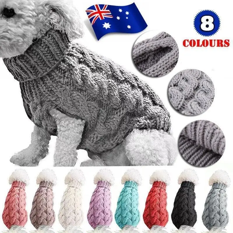 Puppy Dog Jumper Winter Warm Knitted Sweater Pet Clothes Small Dogs Coat Thermal L Size