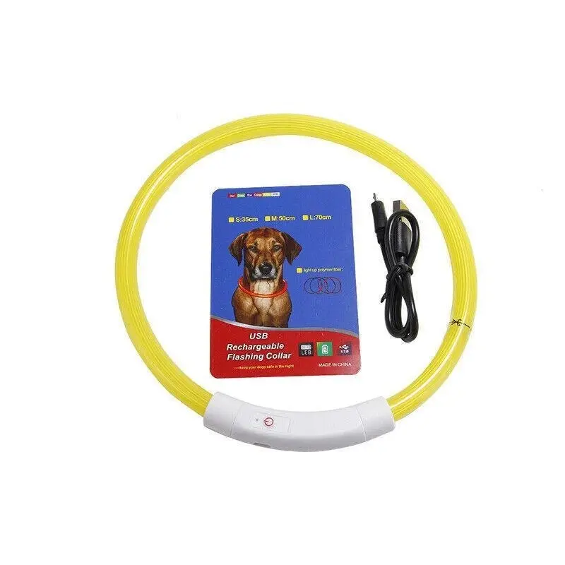 USB Rechargeable LED Dog Collar Night Glow Flashing Light Up Safety Pet Collars M Size