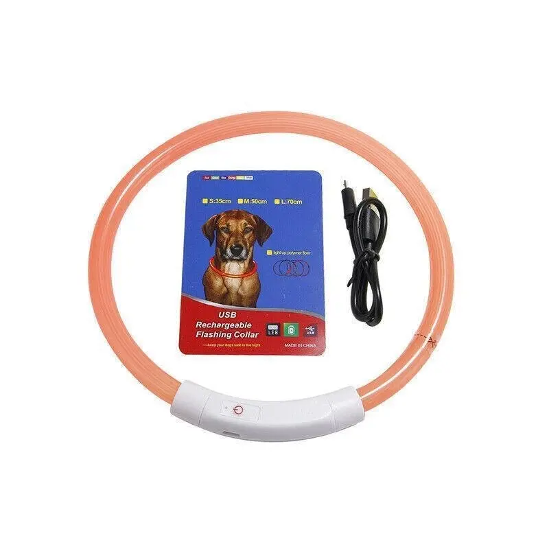 USB Rechargeable LED Dog Collar Night Glow Flashing Light Up Safety Pet Collars M Size