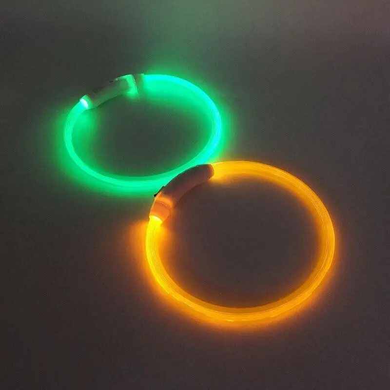 USB Rechargeable LED Dog Collar Night Glow Flashing Light Up Safety Pet Collars M Size