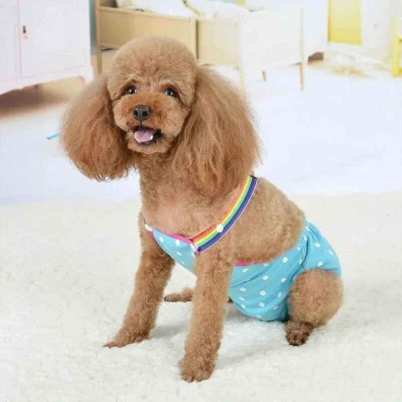 Female Pet Dog Cat Puppy Pant Menstrual Sanitary Nappy Diaper Wrap Underwear Blue