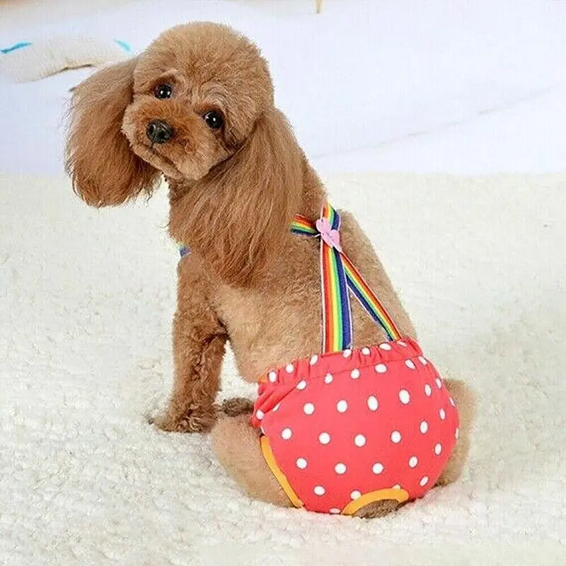 Female Pet Dog Cat Puppy Pant Menstrual Sanitary Nappy Diaper Wrap Underwear Pink