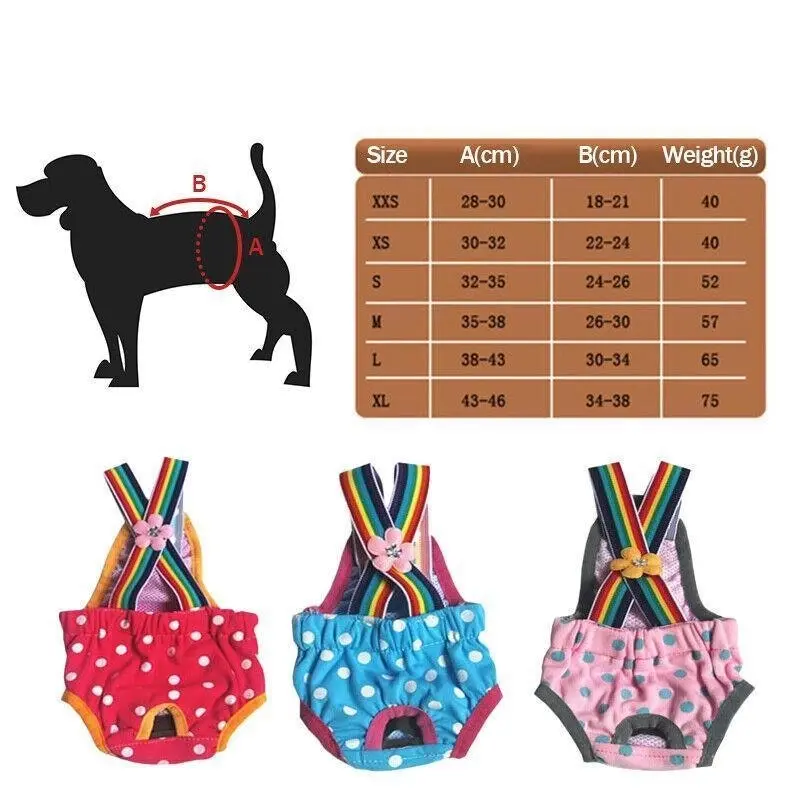 Female Pet Dog Cat Puppy Pant Menstrual Sanitary Nappy Diaper Wrap Underwear Pink