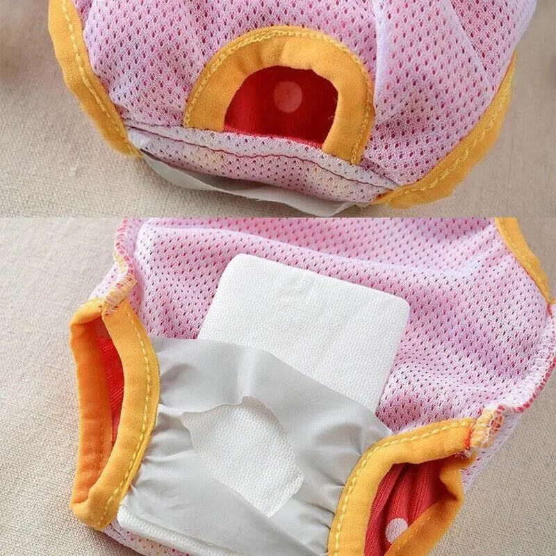 Female Pet Dog Cat Puppy Pant Menstrual Sanitary Nappy Diaper Wrap Underwear Pink