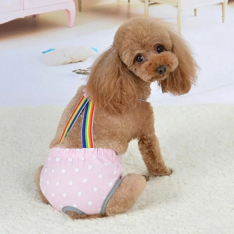 Female Pet Dog Cat Puppy Pant Menstrual Sanitary Nappy Diaper Wrap Underwear Pink