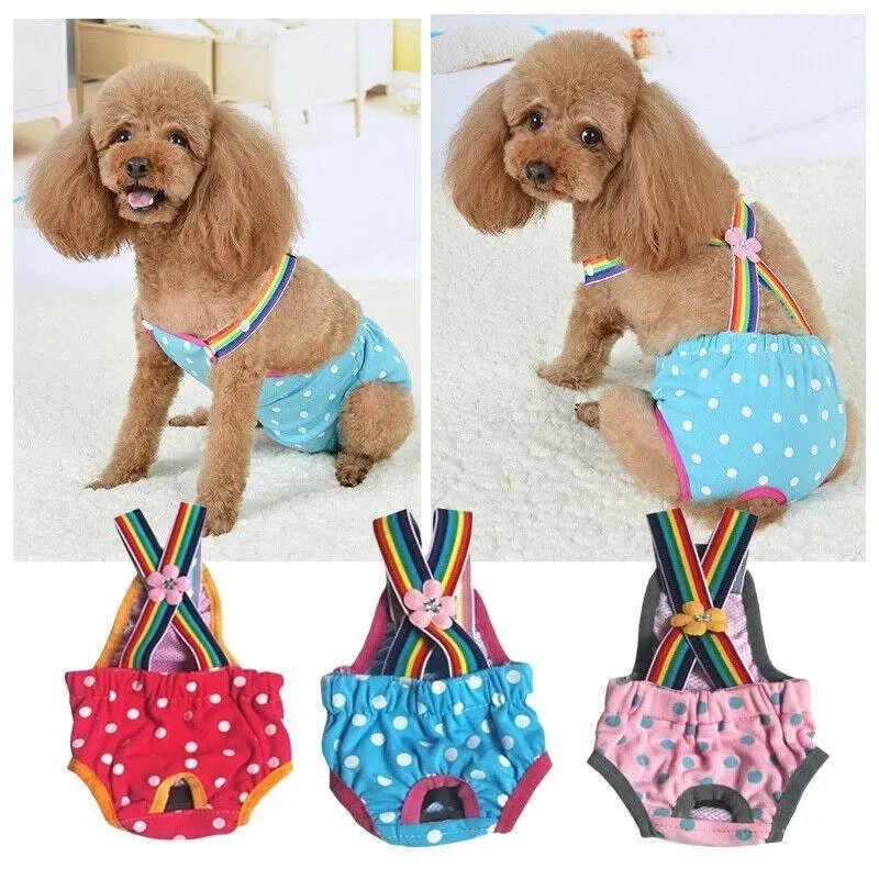 Female Pet Dog Cat Puppy Pant Menstrual Sanitary Nappy Diaper Wrap Underwear Pink