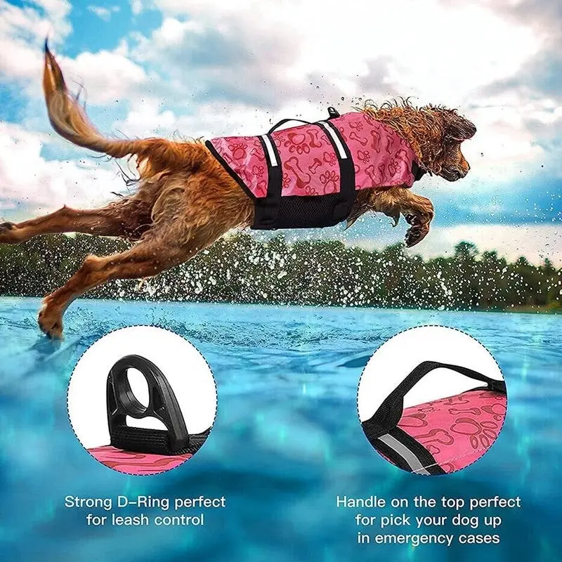 Dog Life Jacket Pet Safety Vest Swimming Boating Float Aid Buoyancy Lifesaver Red