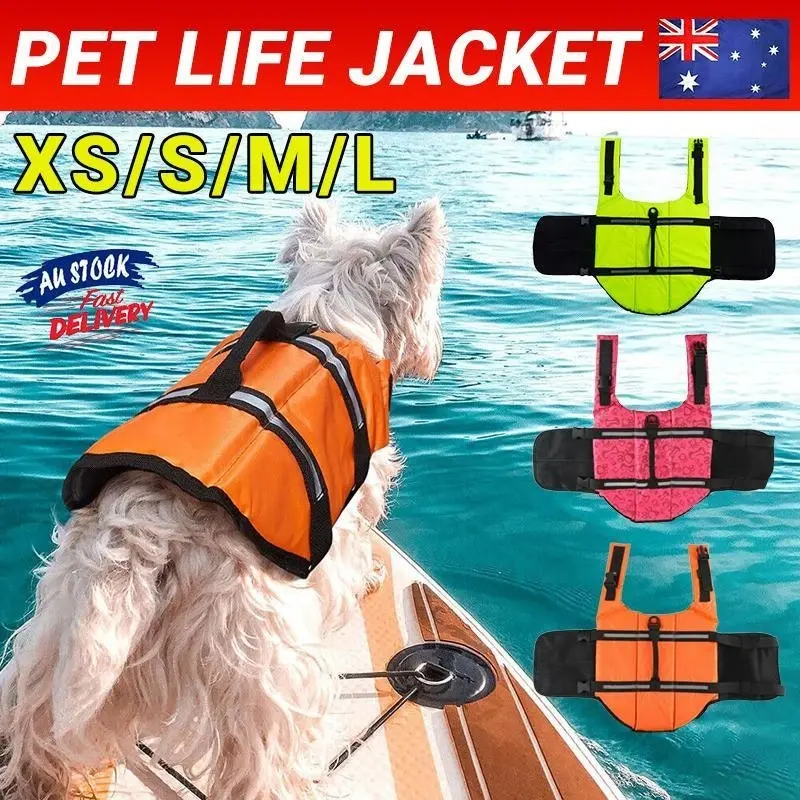 Dog Life Jacket Pet Safety Vest Swimming Boating Float Aid Buoyancy Lifesaver Red