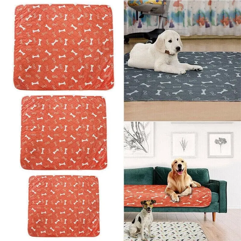 Orange Washable Pet Dog Cat Training Pee Pads Cushion Bed Absorbent Mat